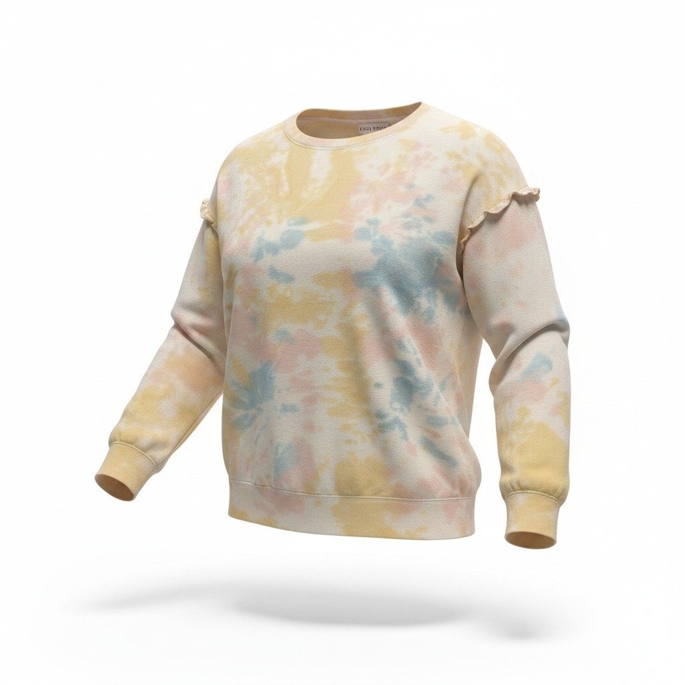 Knox Rose Sweatshirt Womens Small Yellow Tie Dye Excellent Raw Seam Pullover